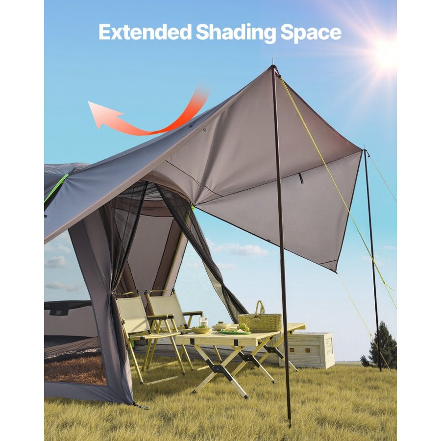 VEVOR SUV Tent for Camping, 10FT L x 10FT W, Waterproof PU2000mm Spacious Double Layer Design for 5-8 Person, SUV Camping Tent with Shade Awning and Mesh Windows, Includes Rainfly and Storage Bag