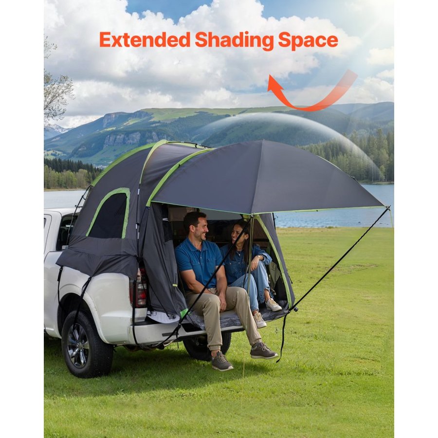 VEVOR Pickup Truck Tent, Fits 5.5-6.0 ft Truck Tents for Camping, Waterproof PU2000 mm 2-3 Person Sleeping Truck Bed Tent, Sturdy Truck Bed Camper Shell with Expandable Awning, Storage Bag