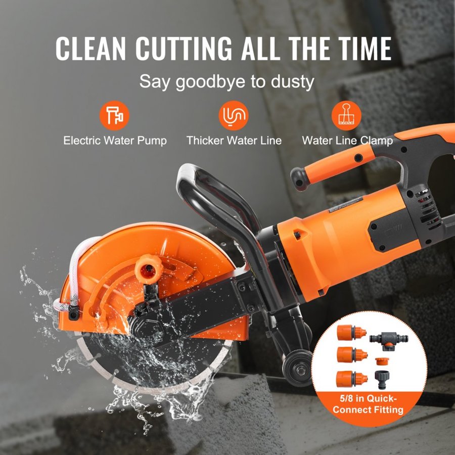 VEVOR Electric Concrete Cutting Saw – 9", 1800W, Wet/Dry