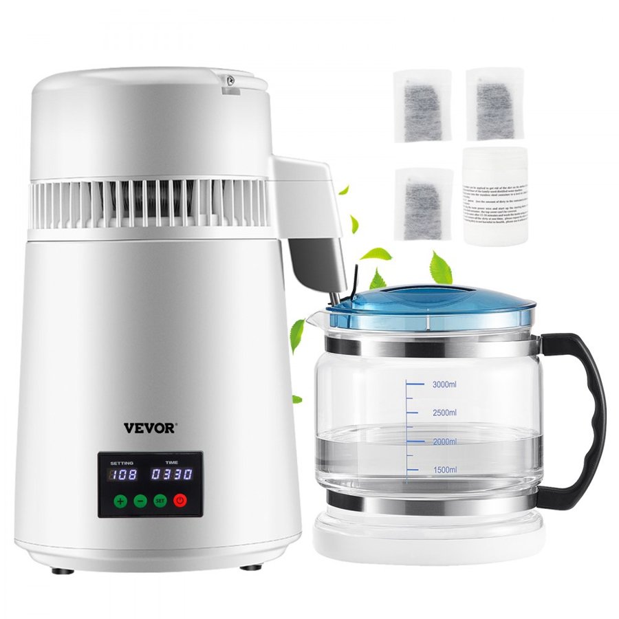 VEVOR H2O Labs Water Distiller—4L 1L/H Temp Display White