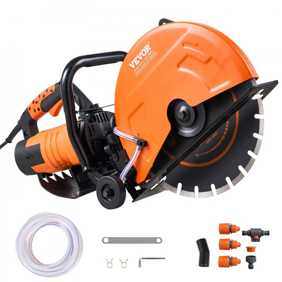 VEVOR Wet Dry Concrete Saw – 14" Blade, 5" Depth, 2600W