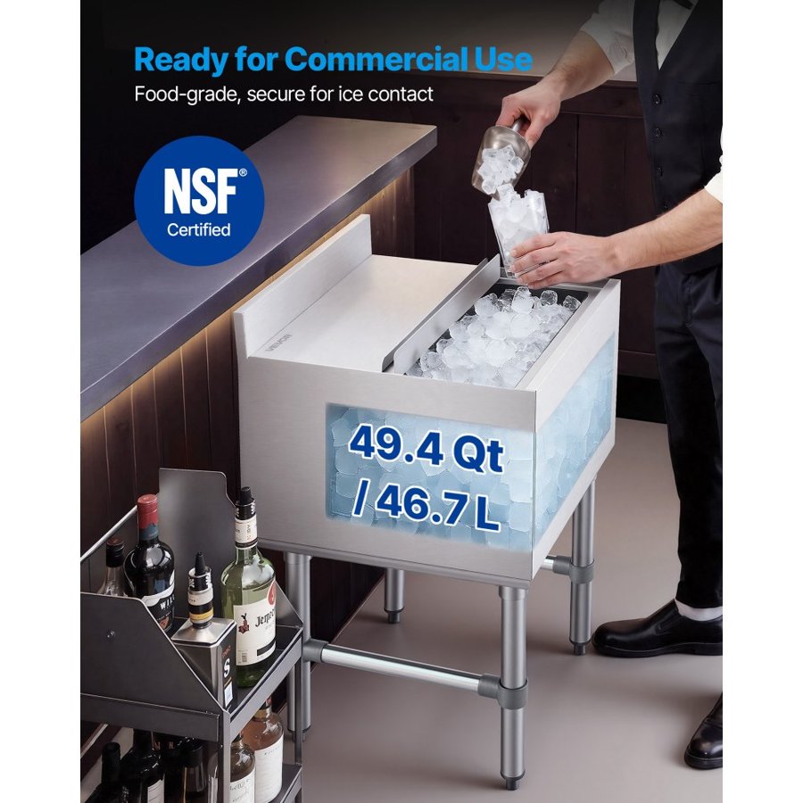 VEVOR Commercial Ice Storage Bin – 46.7L, SS, NSF Certified