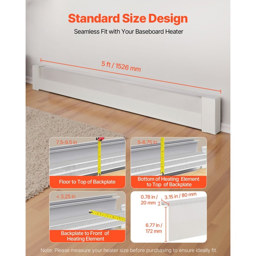 VEVOR Baseboard Heater Covers – 5 ft / 1526 mm Steel
