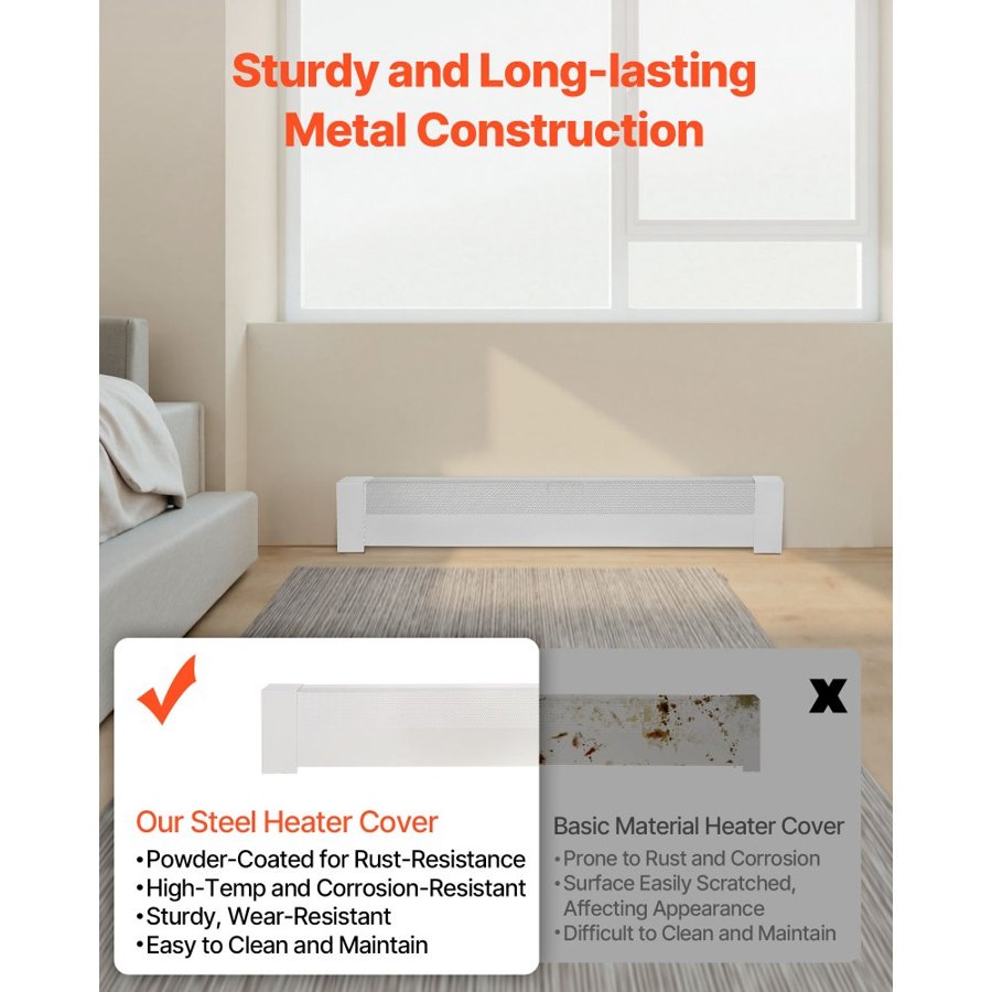 VEVOR Baseboard Heater Replacement Covers – 4 ft Steel White