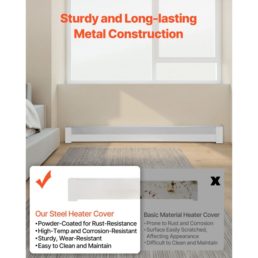 VEVOR Baseboard Heating Covers – 6 ft, Q235A Steel, White