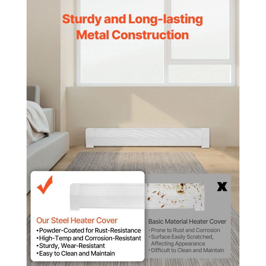 VEVOR Baseboard Cover Replacement – 4 ft White Steel