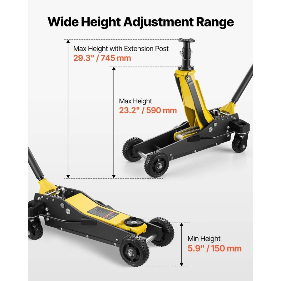 VEVOR Low Profile 3 Ton Floor Jack – 150–745 mm, Offroad