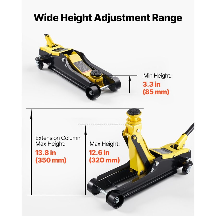 VEVOR 2.5 Ton Low Profile Floor Jack – 85–350 mm Range