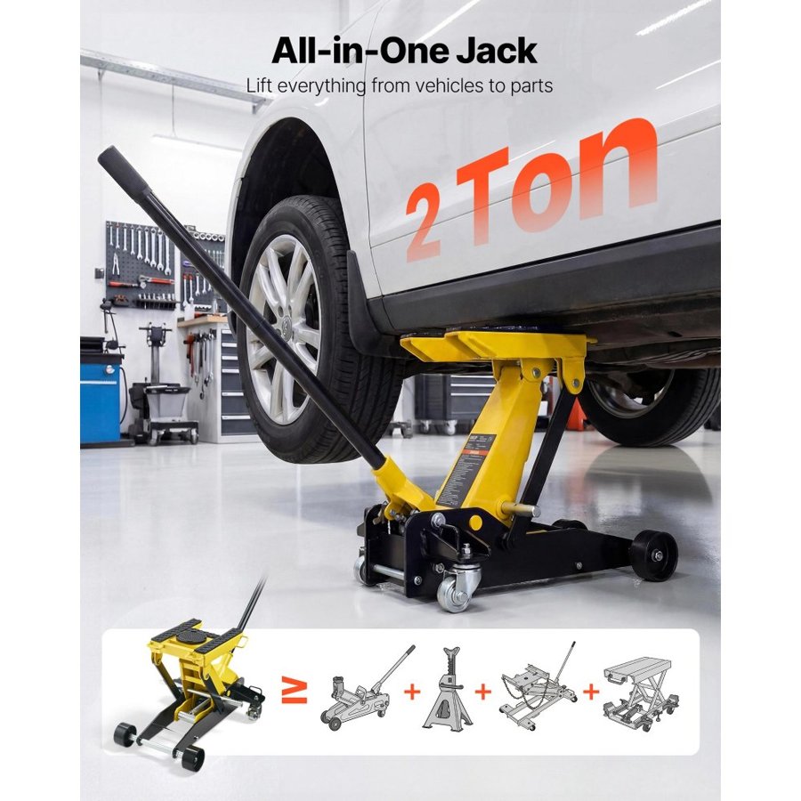 VEVOR Low Profile High Lift Floor Jack – 150–435 mm, 2 Ton