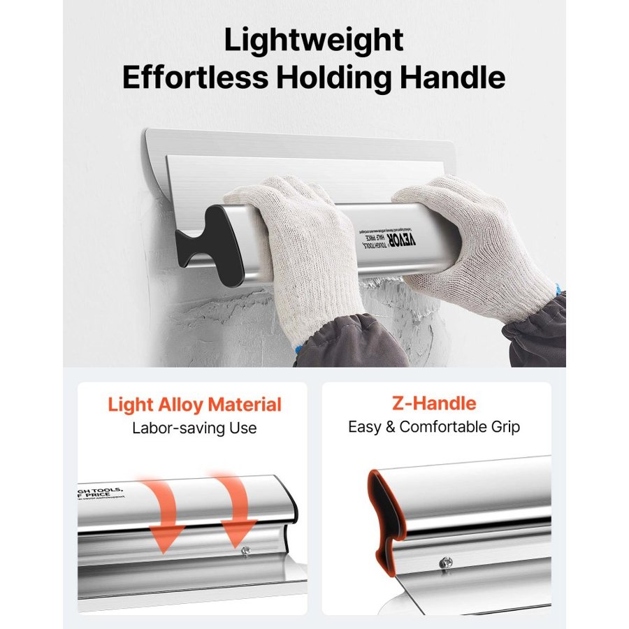 VEVOR Drywall Skimming Blade Putty Knife Combo 10/24/32in Trowel Tool w/ Handle