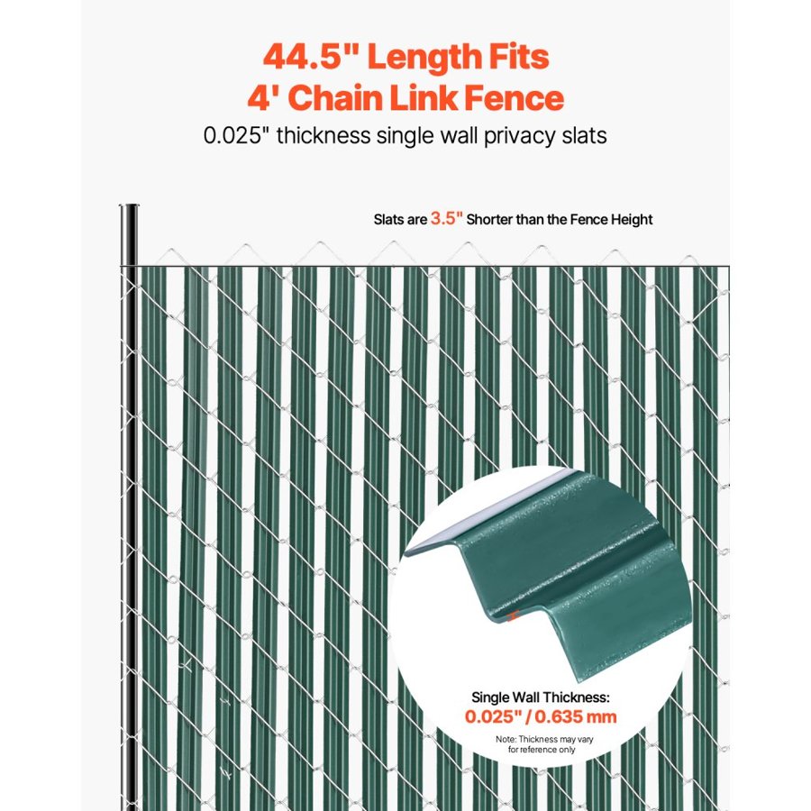 VEVOR Green Slats for Chain Link Fence – 44.5 Inch, 75%