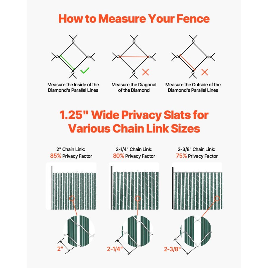 VEVOR Green Slats for Chain Link Fence – 44.5 Inch, 75%