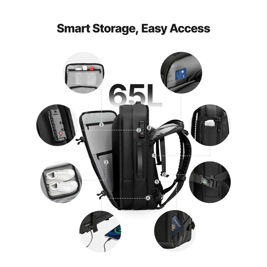 VEVOR Vacuum Seal Travel Backpack – 65L, 1.77 Inch, 3 Modes