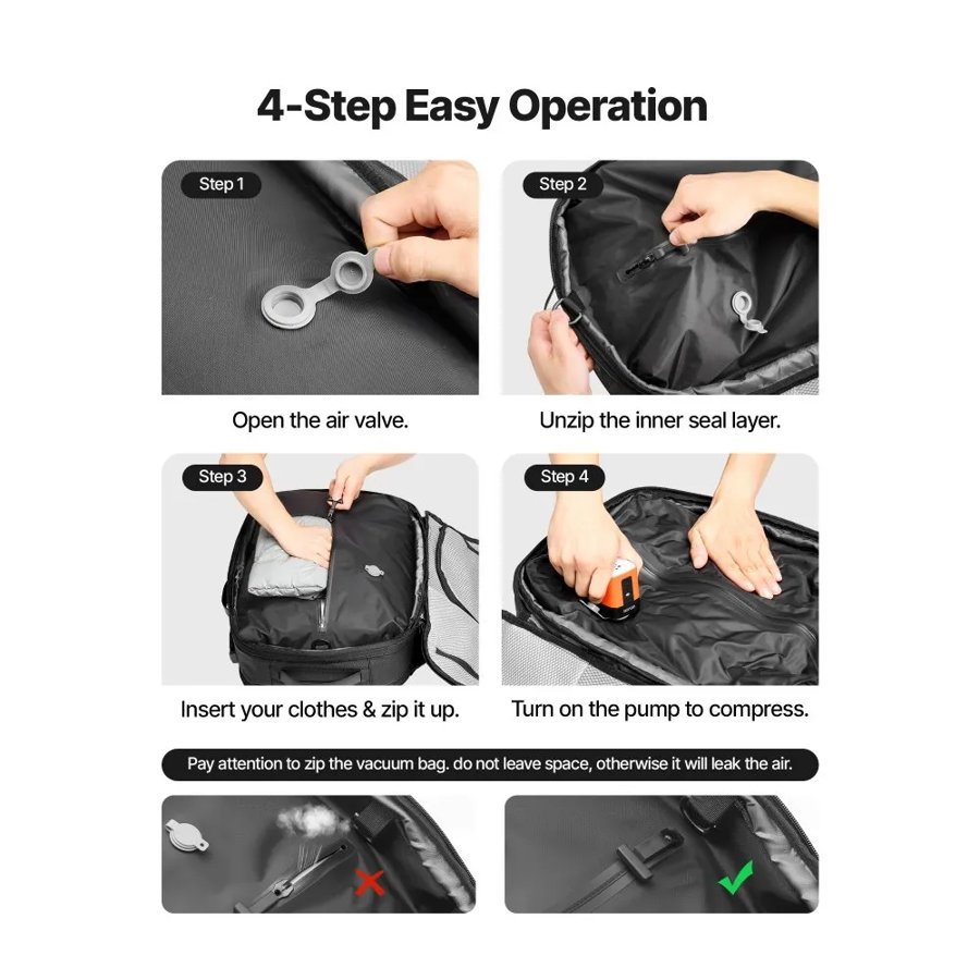 VEVOR Vacuum Seal Travel Backpack – 65L, 1.77 Inch, 3 Modes