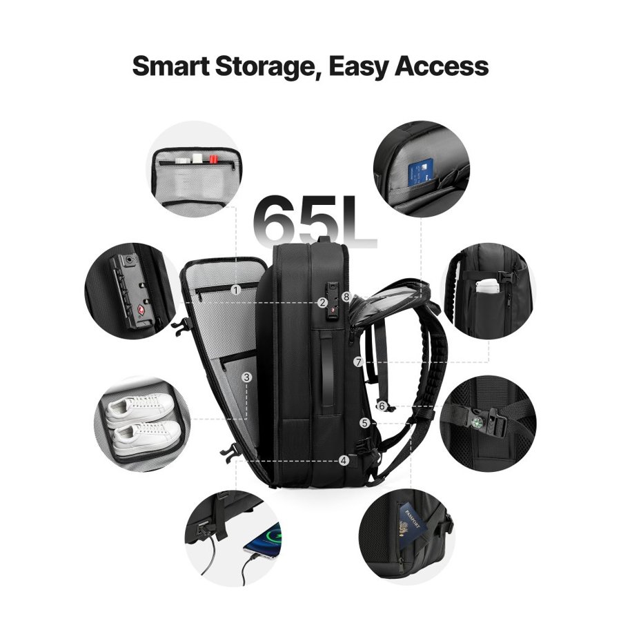 VEVOR Compression Backpack For Travel​ – 1.77 Inch, 65L