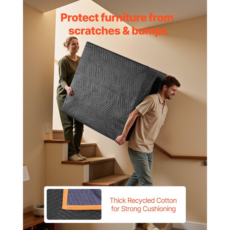 VEVOR Furniture Moving Blankets – 12 Pcs, 72 × 40 Inch