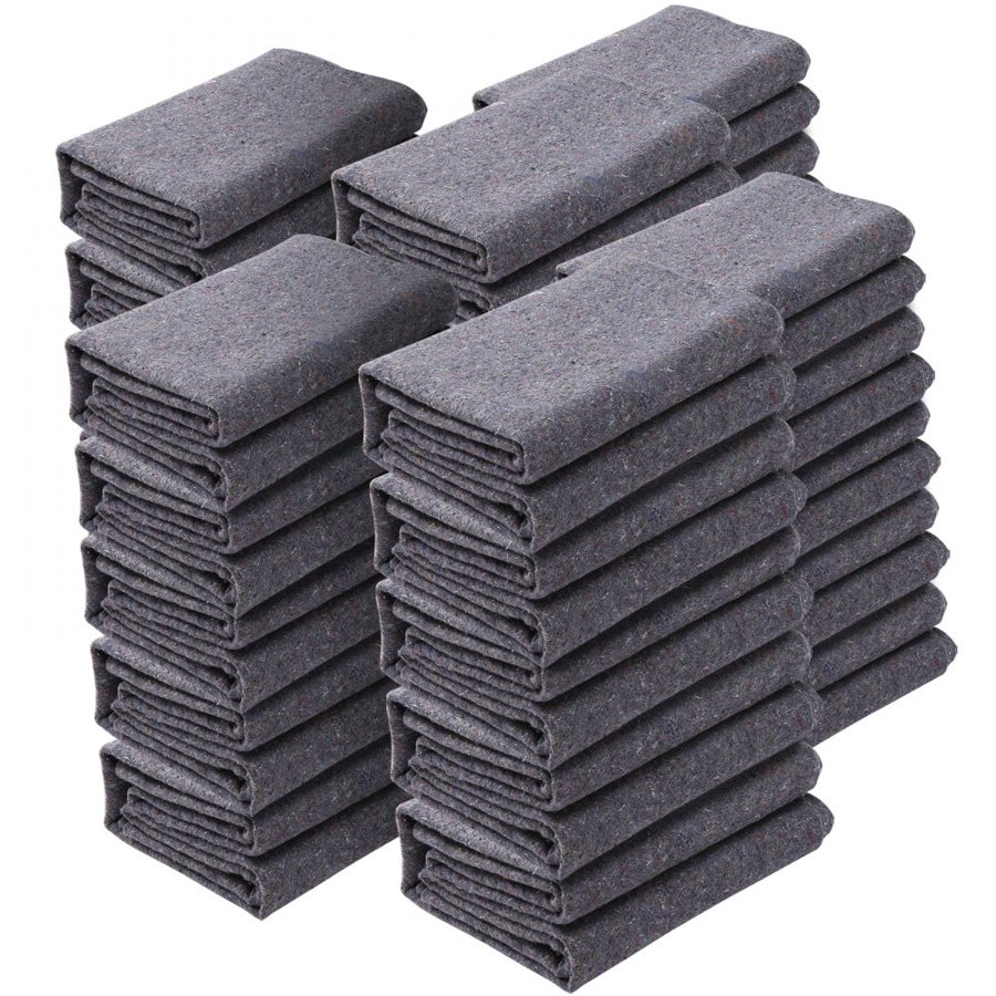 VEVOR Moving Blankets, 182.9 x 137.2 cm, 9.5 kg/dz Weight, 24 Packs, Professional Recycled Cotton Packing Blanket, Large Heavy Duty Shipping Mover Pads Perfect for Protecting Furniture, Floors, Appliances