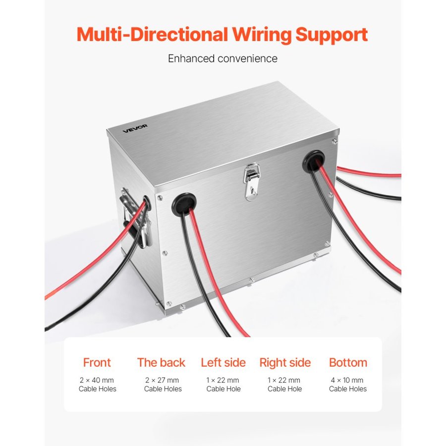 VEVOR Stainless Steel Battery Box – Group 24/31, 12V/24V/36V