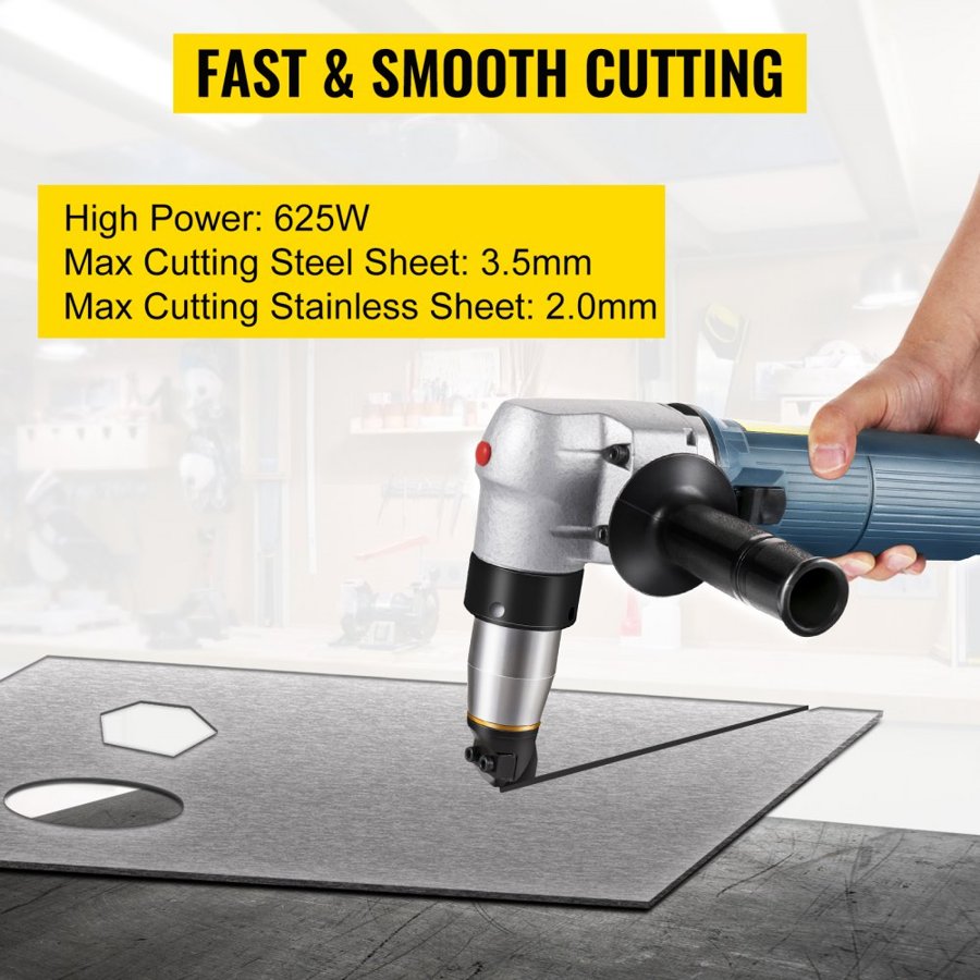 VEVOR Electric Metal Nibbler 625W Nibbler Metal Cutter 1000RPM High Speed Rotor Metal Nibbler 110V w Replaced Blades Storage Case Sheet Metal Nibbler for Cutting Stainless Steel, Aluminium, Plastic