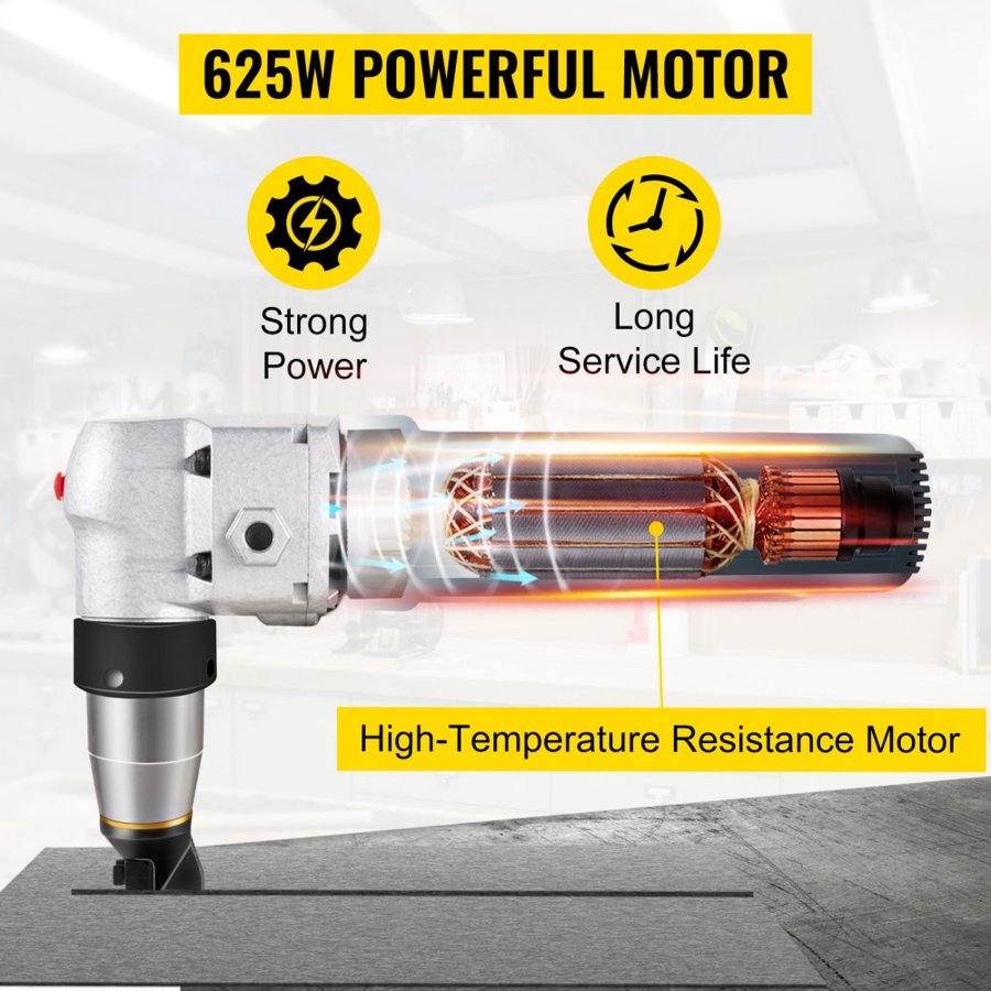 VEVOR Electric Metal Nibbler 625W Nibbler Metal Cutter 1000RPM High Speed Rotor Metal Nibbler 110V w Replaced Blades Storage Case Sheet Metal Nibbler for Cutting Stainless Steel, Aluminium, Plastic