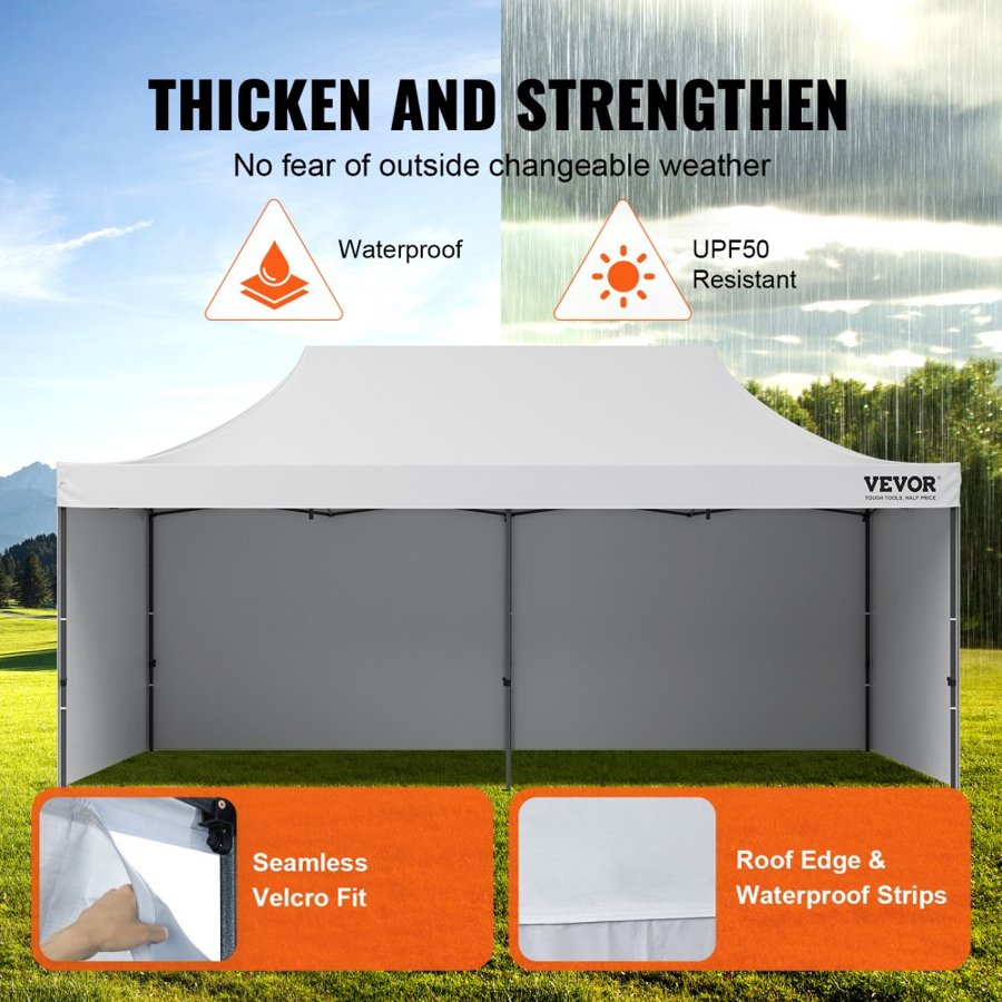 VEVOR Pop Up Canopy Tent Outdoor Gazebo Tent 3.05 x 6.1 m with Sidewalls & Bag White