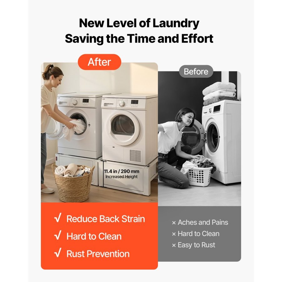 VEVOR Laundry Pedestal with Drawer – 11.4 in, 330 lb, 2 Pack