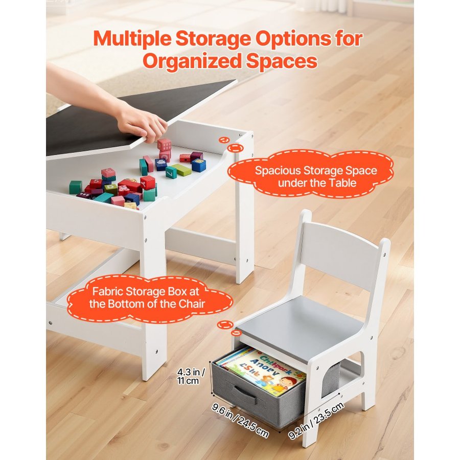 VEVOR Kids Table and Chair Sets – 110LBS, 24x24in, P2 Grade