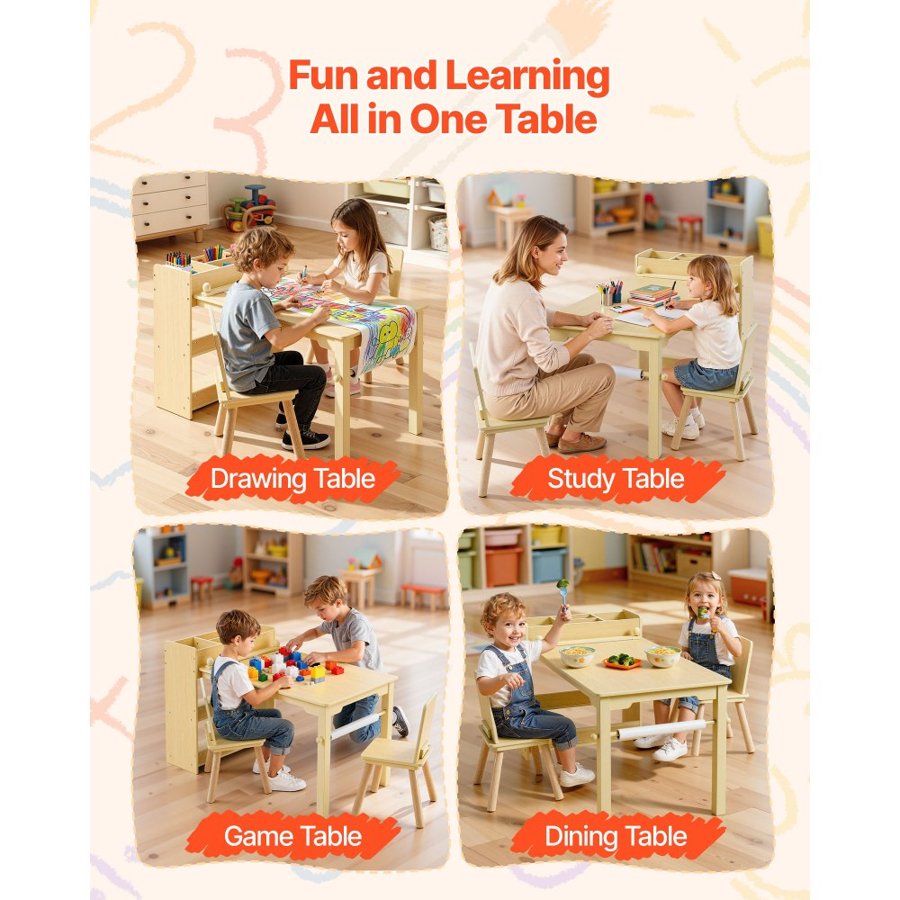 VEVOR Kids Art Table and Chairs – 110LBS, 2 Chairs