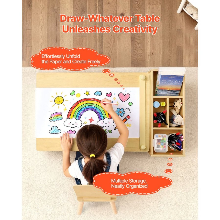 VEVOR Kids Art Table and Chairs – 110LBS, 2 Chairs