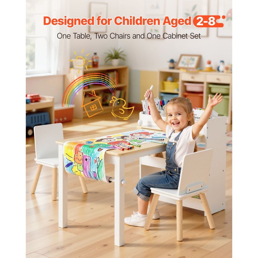 VEVOR Toddler Craft Table and Chairs – Solid Pine, 110 LBS