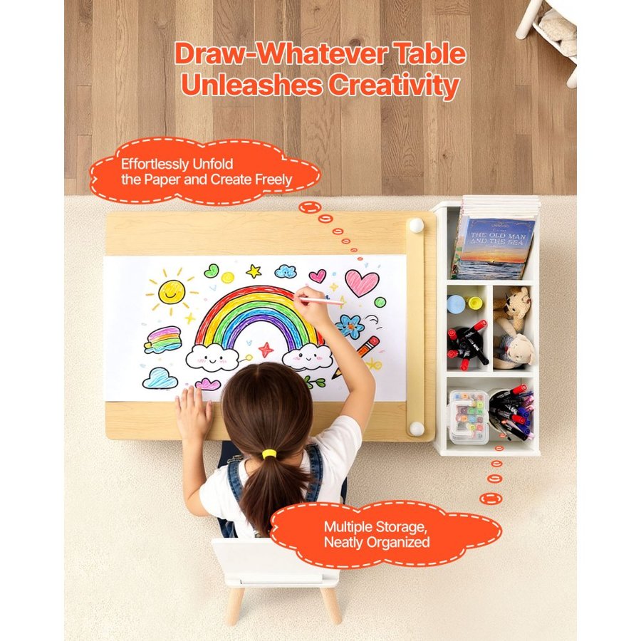 VEVOR Toddler Craft Table and Chairs – Solid Pine, 110 LBS