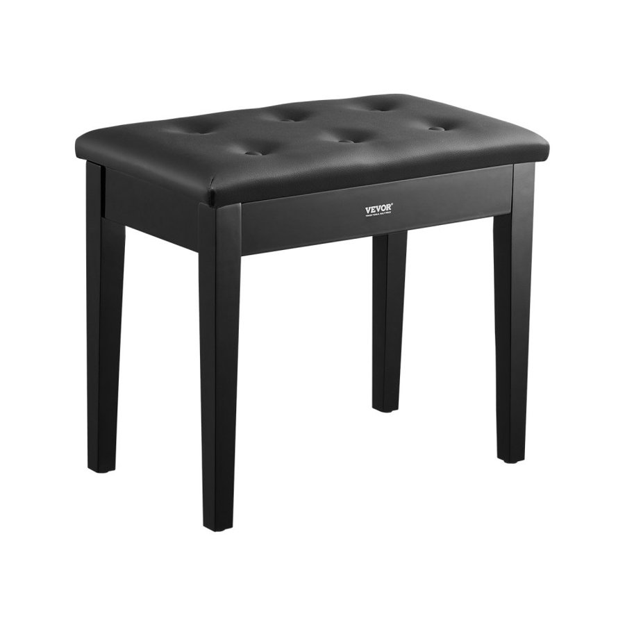VEVOR Piano Keyboard Bench Storage Padded Seat Wooden Vanity Bookcase Stool 560x350x485mm