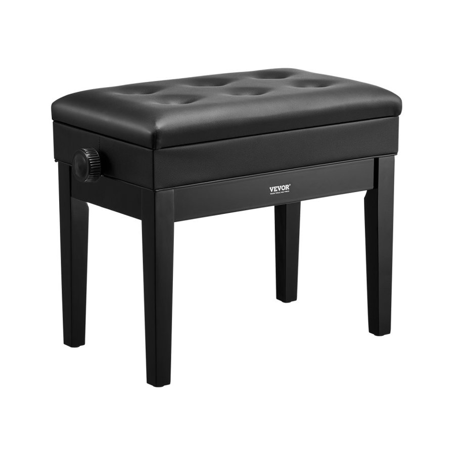 VEVOR Adjustable Piano Keyboard Bench Storage Padded Seat Wooden Bookcase Stool 56x34x49cm