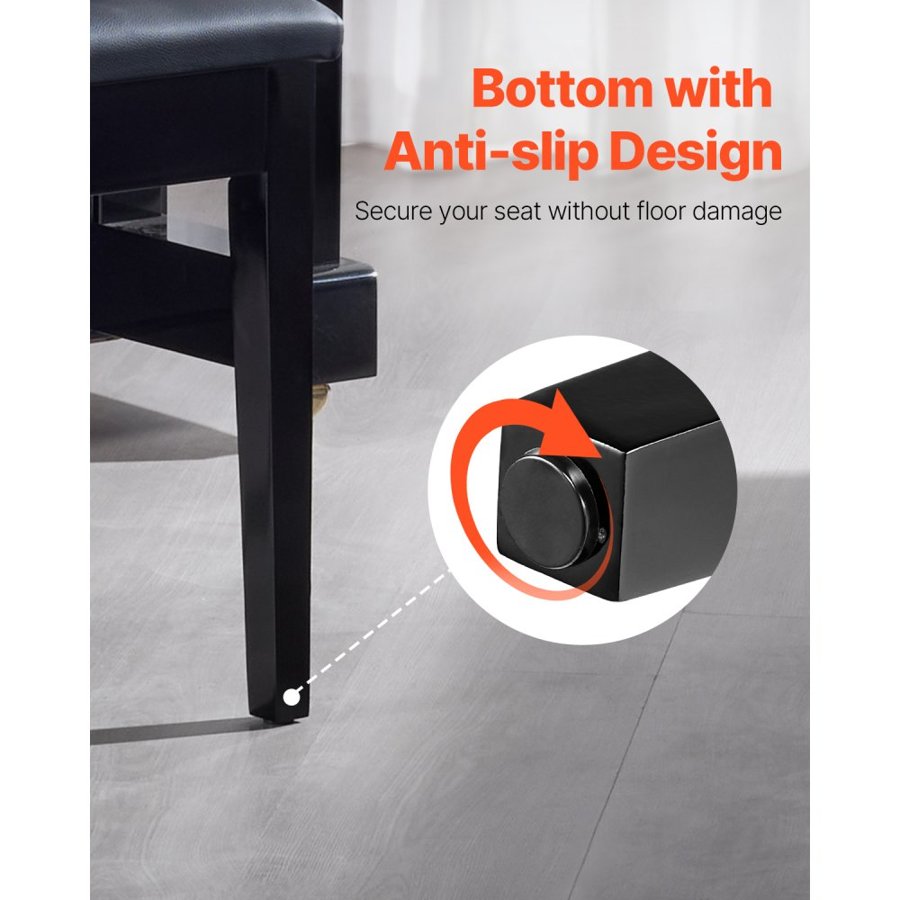 VEVOR Duet Piano Keyboard Bench Storage Padded Seat Wooden Vanity Bookcase Stool 750x355x490mm