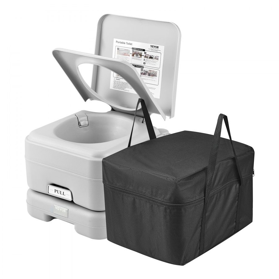 VEVOR Portable Toilet for Camping with Carry Bag, RV Toilet with 3.2 Gal Waste Tank, Push-Button Pressurized Flush Commode, Leak-proof and Odourless Travel Toilet for Adults Kids Camping Car