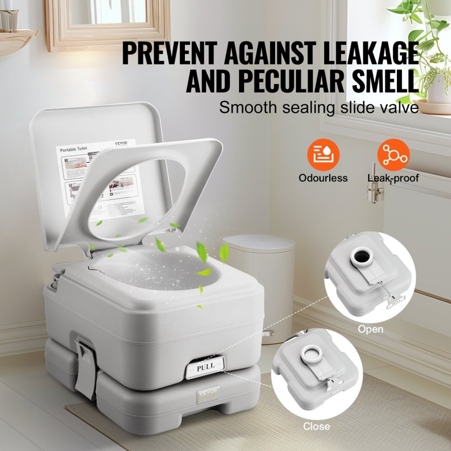 VEVOR Portable Toilet for Camping with Carry Bag, RV Toilet with 3.2 Gal Waste Tank, Push-Button Pressurized Flush Commode, Leak-proof and Odourless Travel Toilet for Adults Kids Camping Car