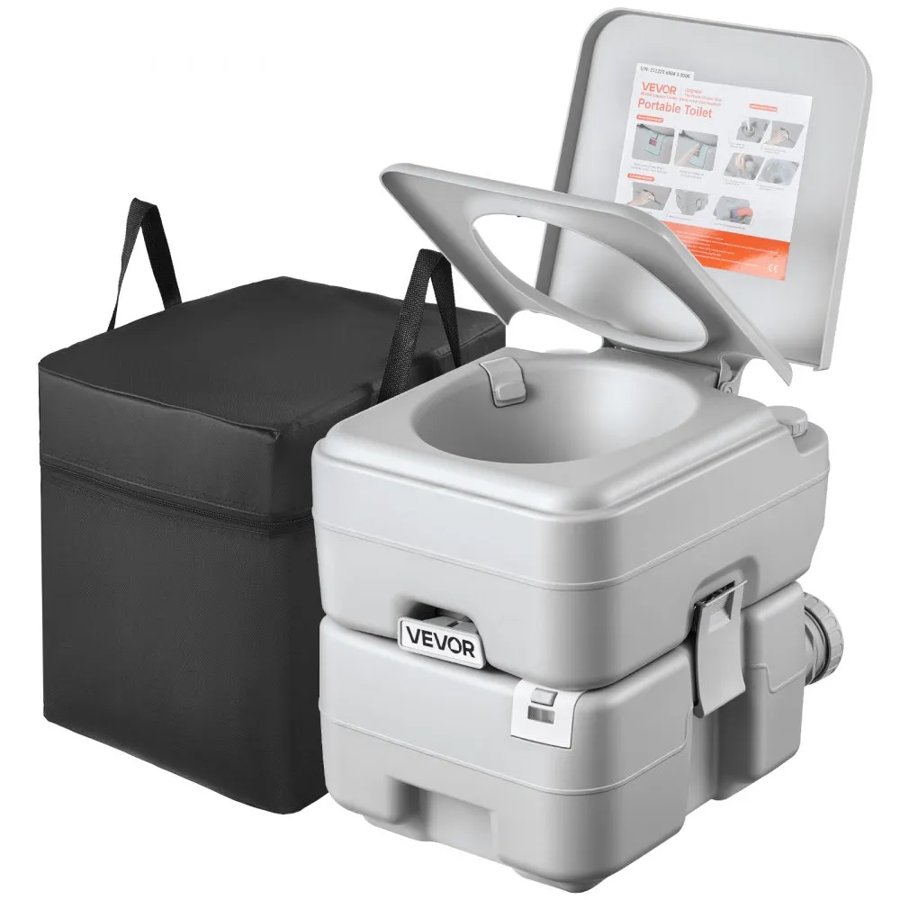 VEVOR Portable Toilet, 5.3 Gallon Detachable Waste Tank, 120 Flushes, Camping Toilet for Adults, Outdoor Travel Potty with Level Indicator, Carry Bag, Suitable for RV Travel, Camping, Hiking, Boating