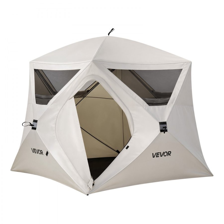 VEVOR Camping Tent, 4 Person Pop Up Instant Cabin Tent with Large Mesh Windows, 60 Seconds Easy Setup, Portable Cabin Hub Tents with Carry Bag for Family Outdoor Camping & Hiking, Upgraded Ventilation