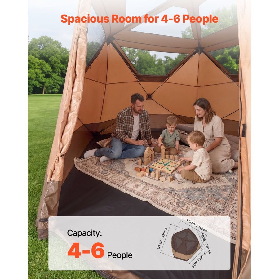 VEVOR 6 Person Pop Up Cabin Tent – 60-Sec, 300D Oxford