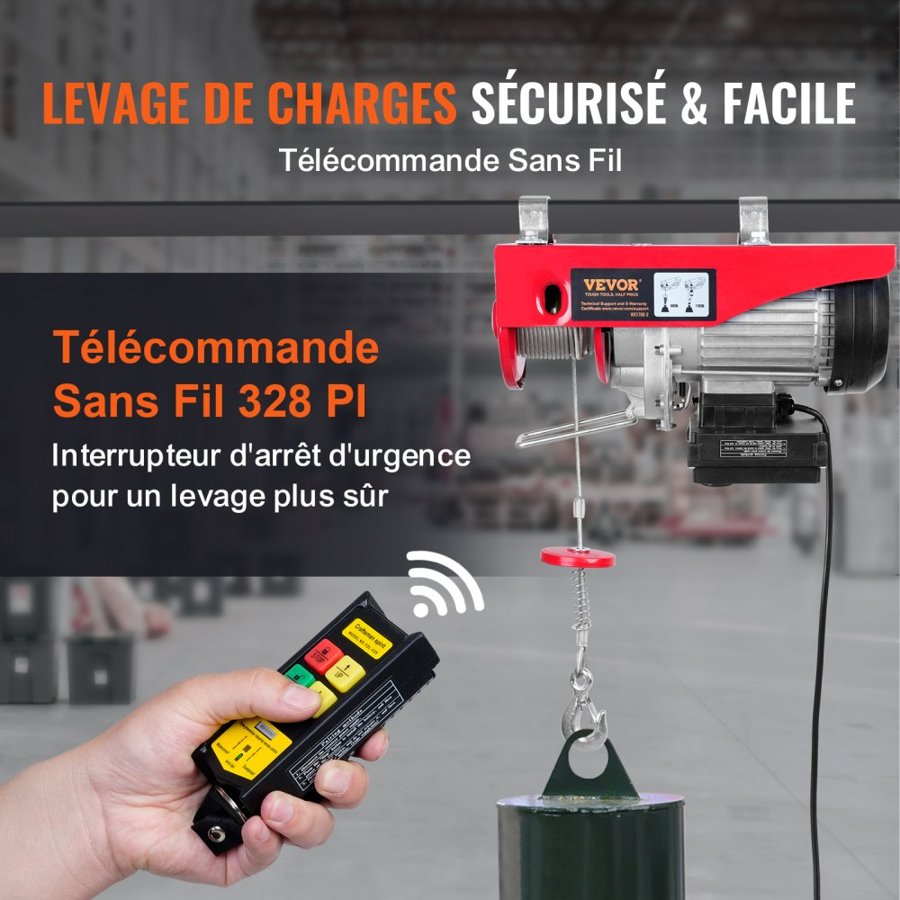 VEVOR Electric Cable Hoist with Wireless Remote & Steel Wire