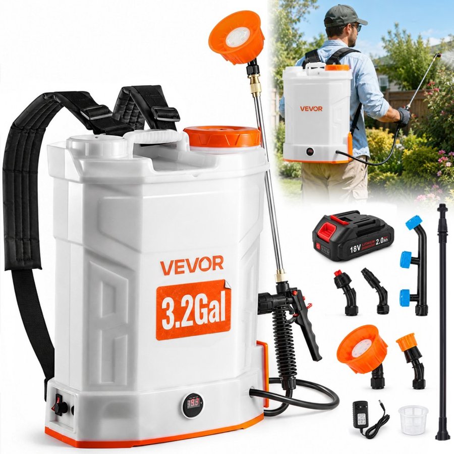 VEVOR Lithium Ion Battery Powered Backpack Sprayer – 12L