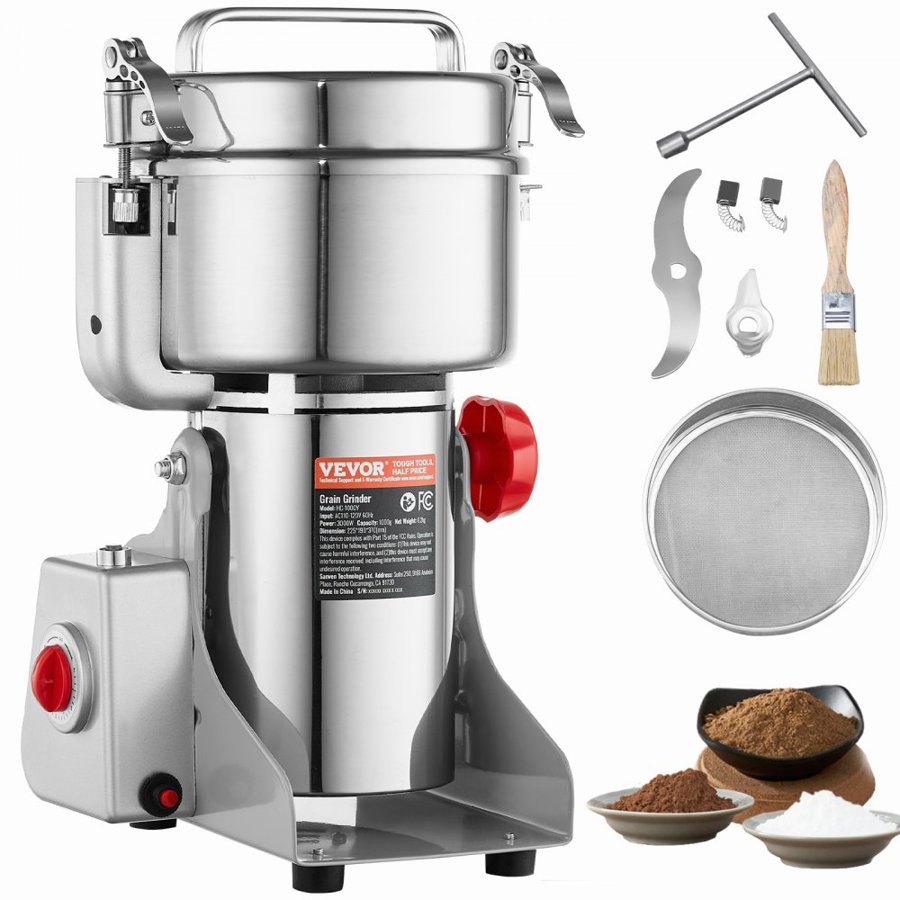 VEVOR Grain Grinder Mill - 1000g, 3000W, High-Speed Swing
