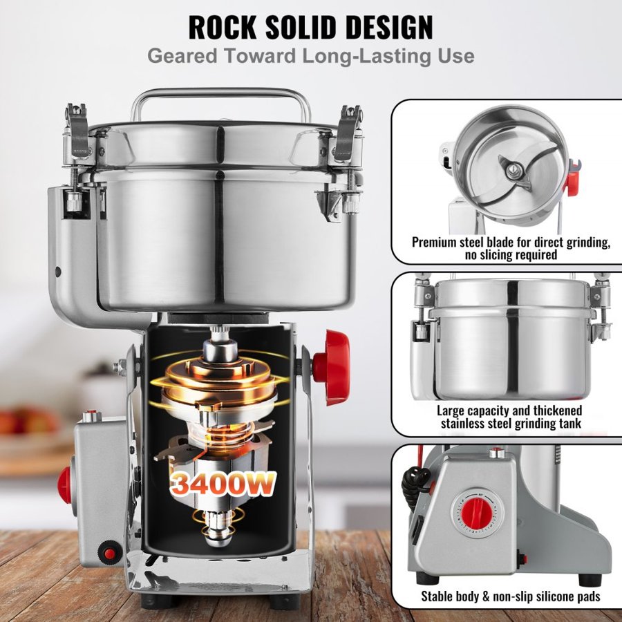VEVOR Electric Grain Grinder Machine – 3400W, 2500g Swing