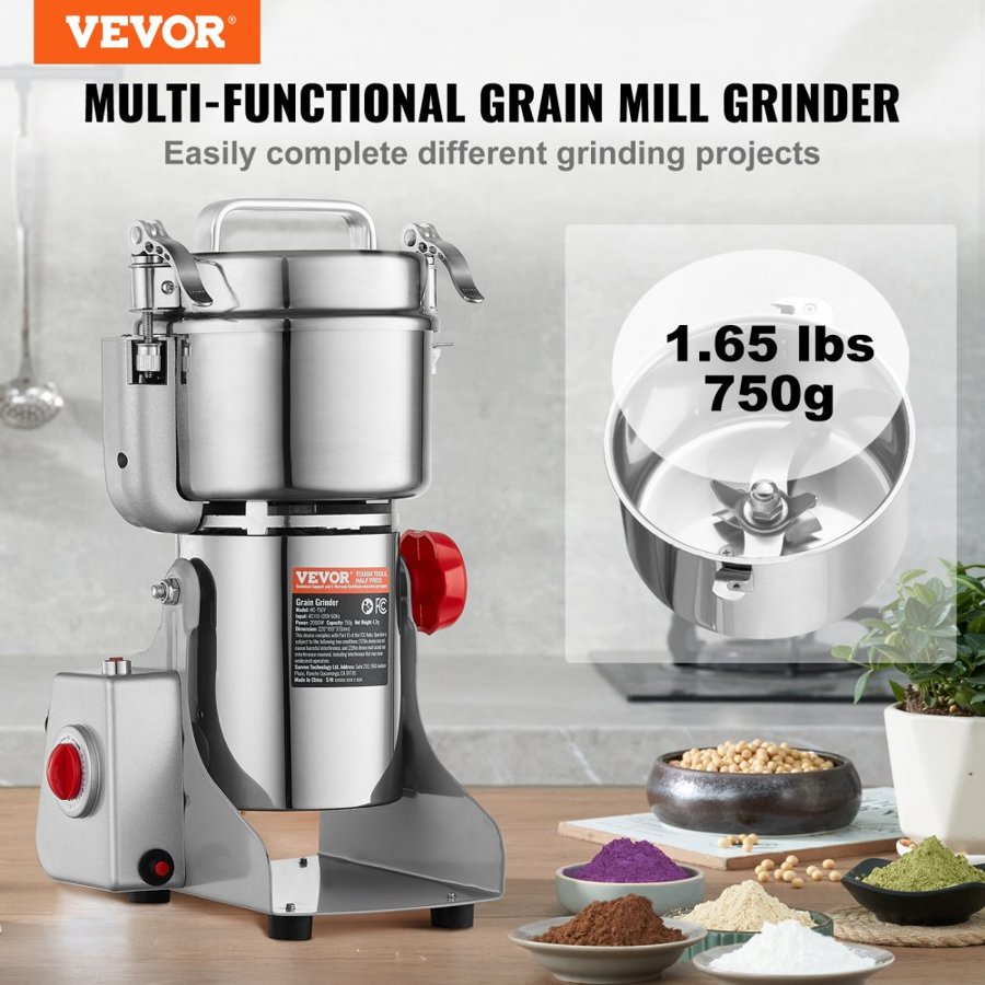 VEVOR Electric Dry Grinder – 2000W, 750g, Stainless Steel