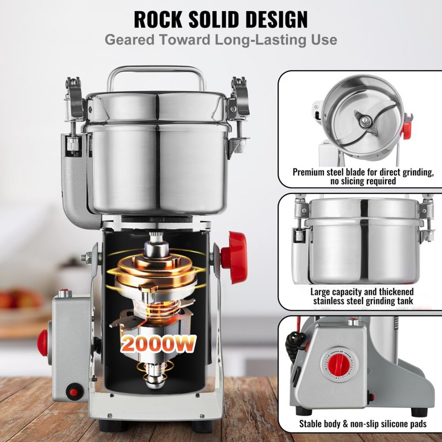 VEVOR Electric Dry Grinder – 2000W, 750g, Stainless Steel