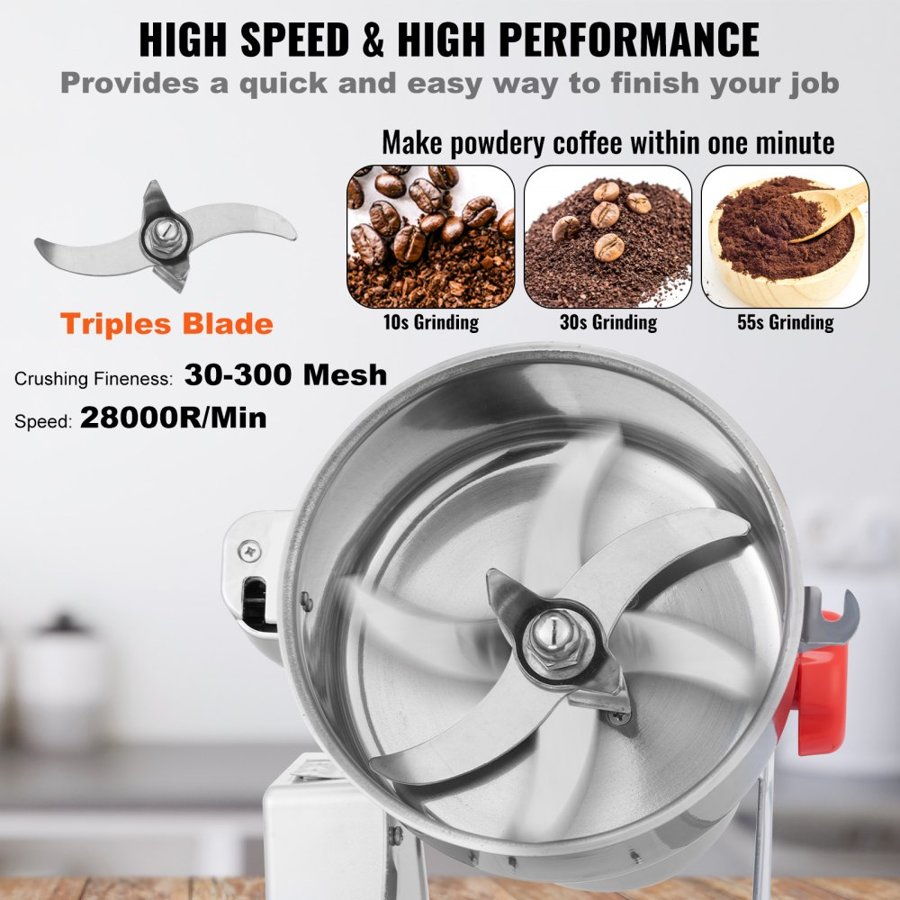 VEVOR Electric Dry Grinder – 2000W, 750g, Stainless Steel