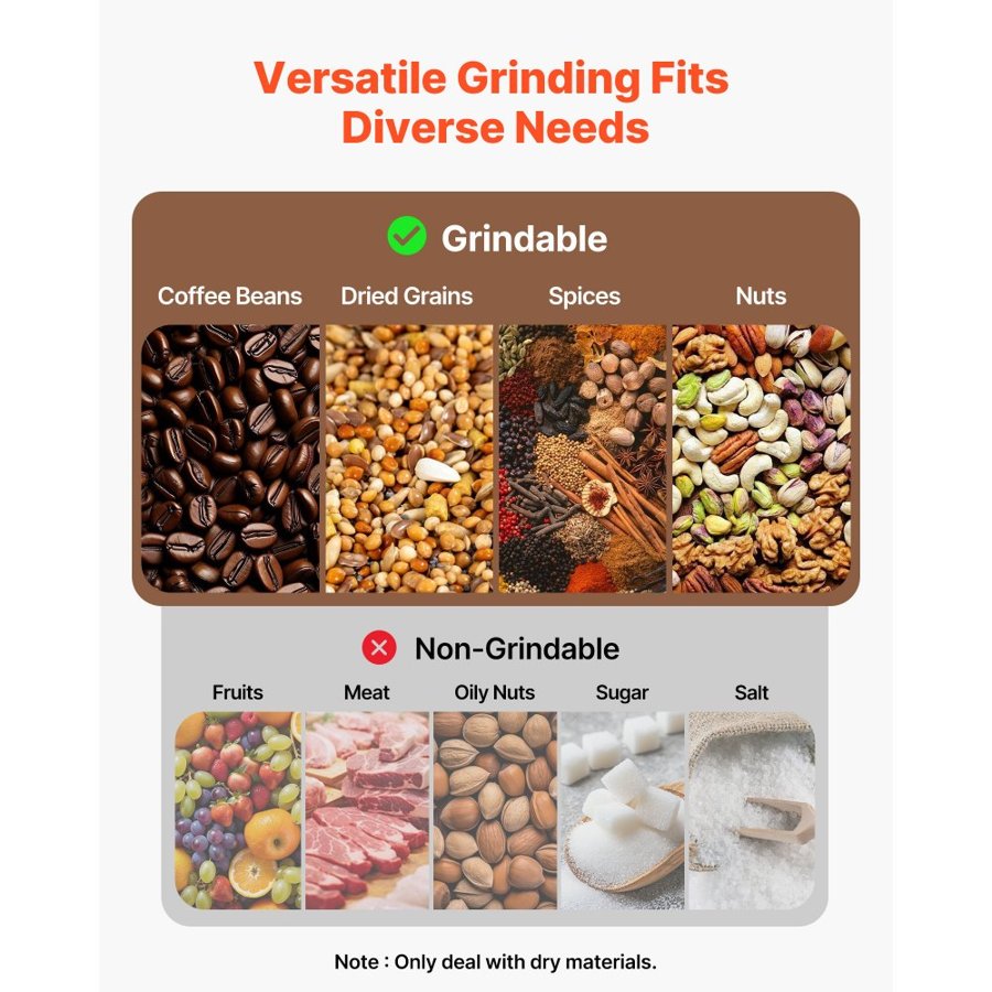 VEVOR Commercial Electric Spice Grinder – 2100W, 800g