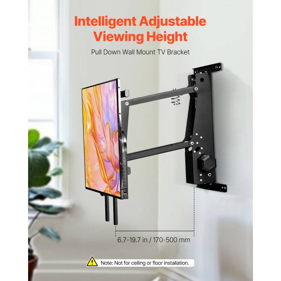 VEVOR Motorized TV Wall Mount, TV Mount for 32 to 65 Inch TV, Electric Adjustable Ceiling TV Mount, Motorized Flip Down TV Mount Bracket with Max VESA 24 x 24 in, Fits TVs Up to 88 lbs