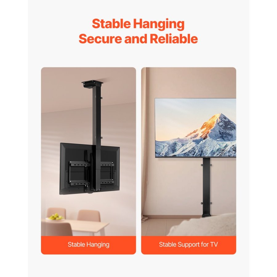 VEVOR Motorized Ceiling TV Mount, TV Wall Mount for 32 to 55 Inch TV, Electric Adjustable Ceiling TV Mount, Motorized Flip Down TV Mount Bracket with Max VESA 24 x 16 in, Fits TVs Up to 120 lbs