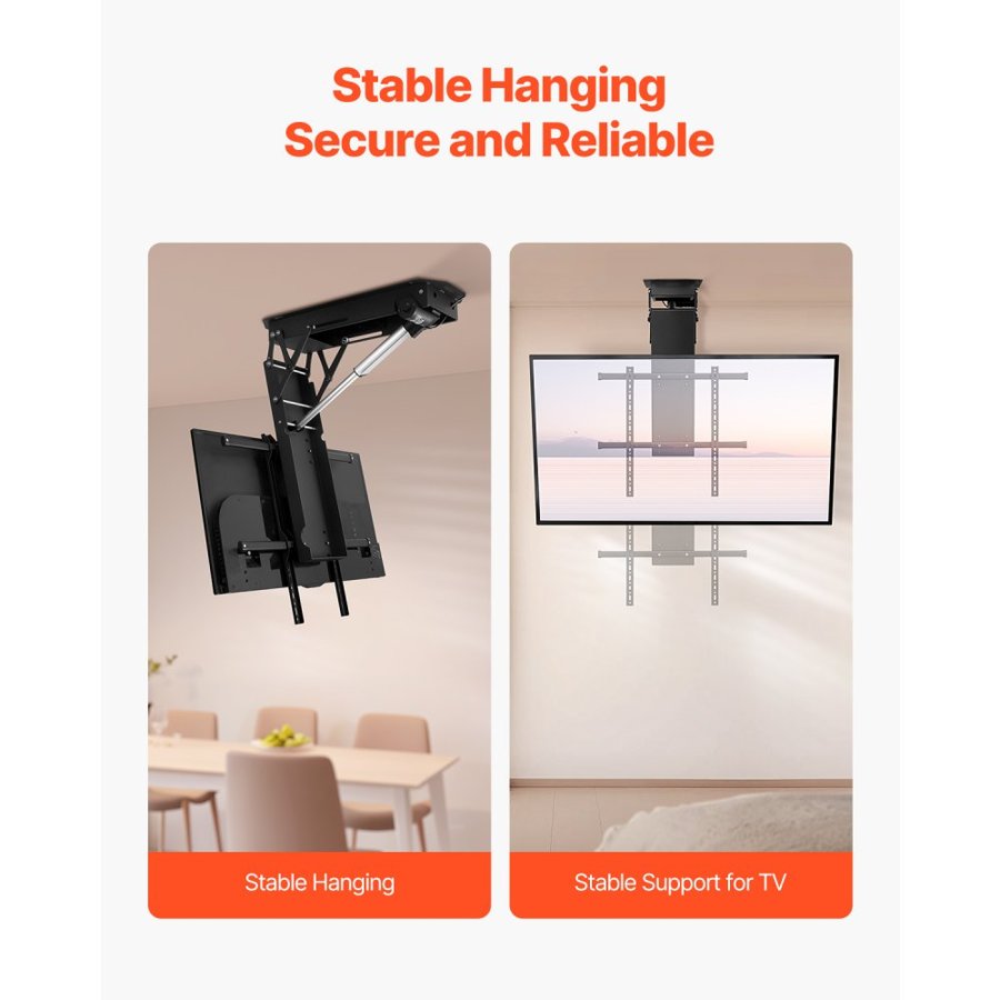 VEVOR Motorized Ceiling TV Mount, TV Wall Mount for 32 to 70 Inch TV, Electric Adjustable Ceiling TV Mount, Motorized Flip Down TV Mount Bracket with Max VESA 24 x 24 in, Fits TVs Up to 110 lbs